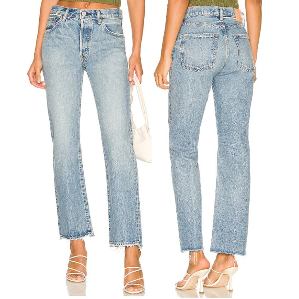 Moussy Vintage Samuel High Waisted Denim Straight Jeans Blue Women's Size 29